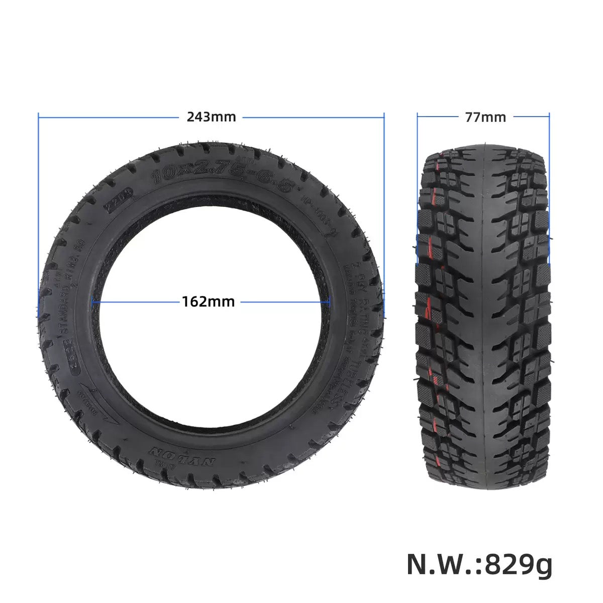 10x2.75-6.5 Tubeless Tire