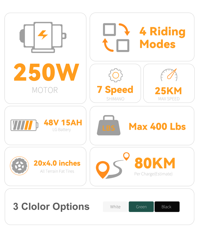 VICTRIP T5 Foldable Fat Tire Electric Bike 250W