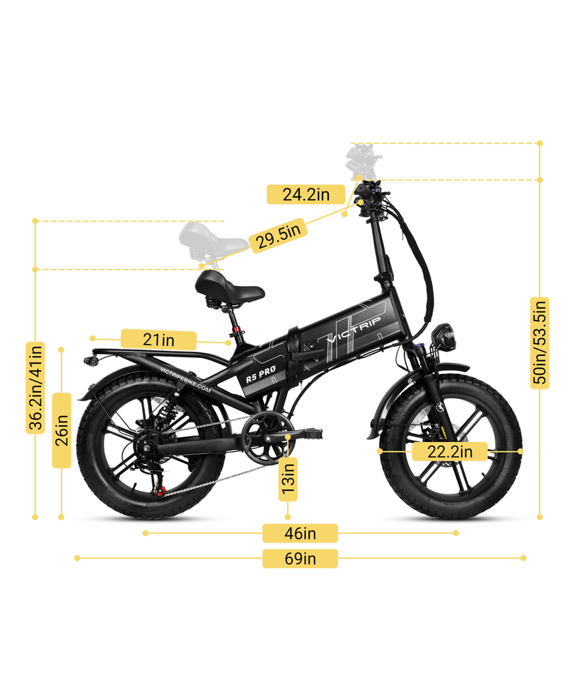 VICTRIP R5 Pro Folding Electric Bike – 20" Fat Tire, 250W, 48V 55Ah